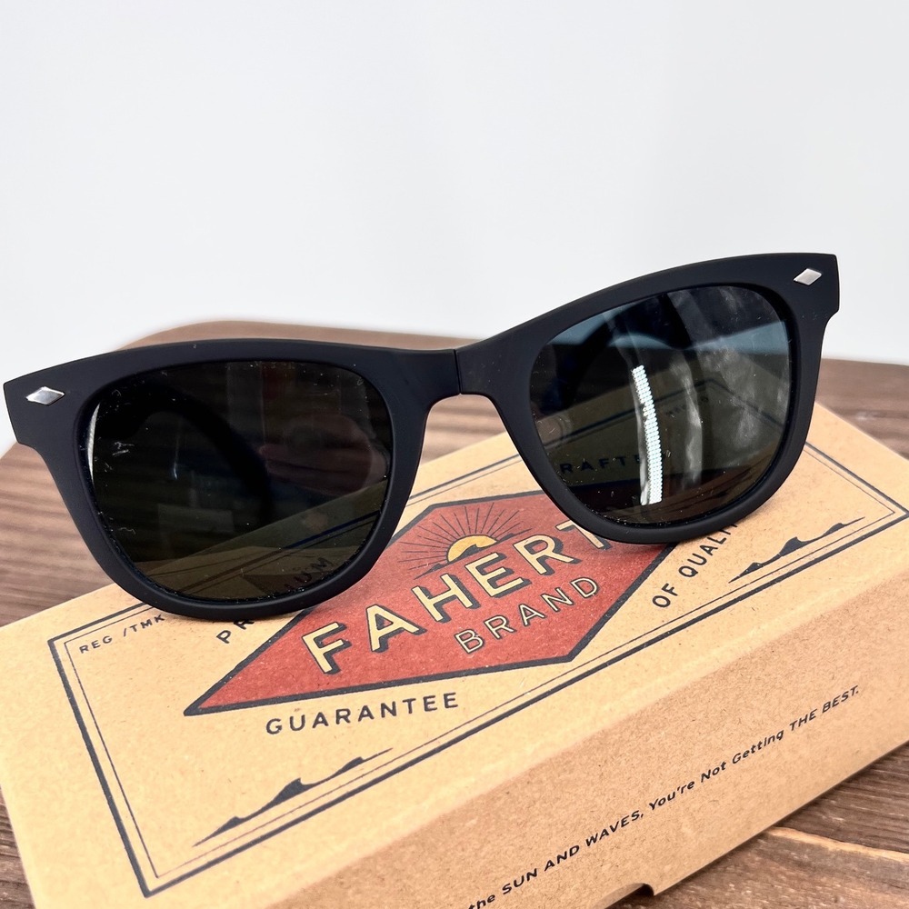 Faherty All Day Foldable Sunglasses Rubberized Black Solid NWT